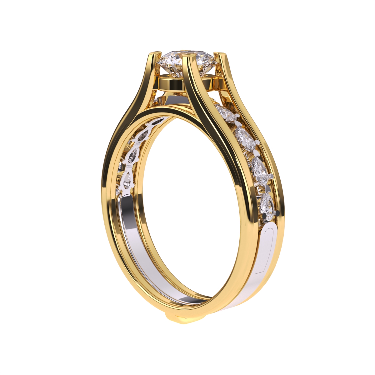 Designer Solitaire With Accent Diamond Ring